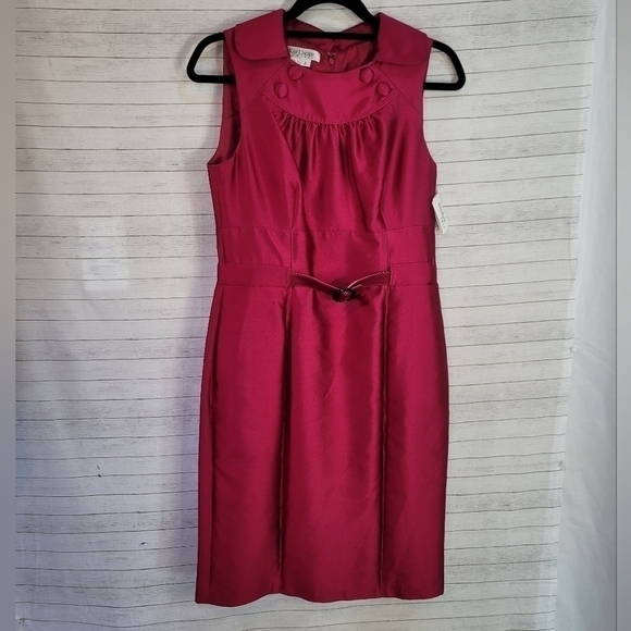 KAY UNGER FUSCHIA PINK COCKTAIL DRESS, W BELT, SZ 8 - Picture 1 of 15